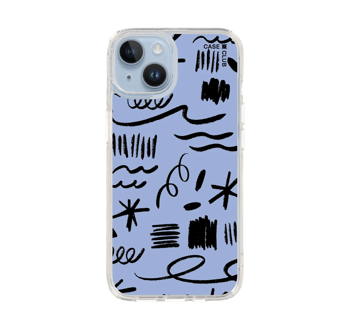 ลวดลายพู่กันสีฟ้า